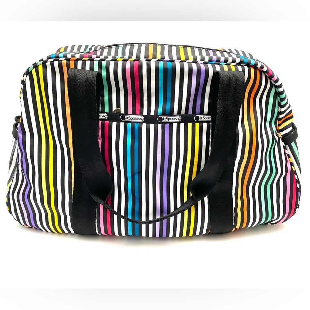 LeSportsac black white stripe multicolor tote